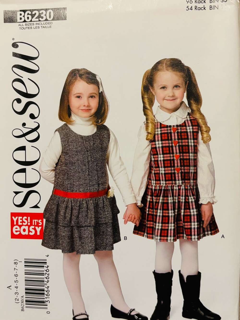 See&Sew Butterick B6230 Pattern for Jumper Sizes 2-8 Uncut